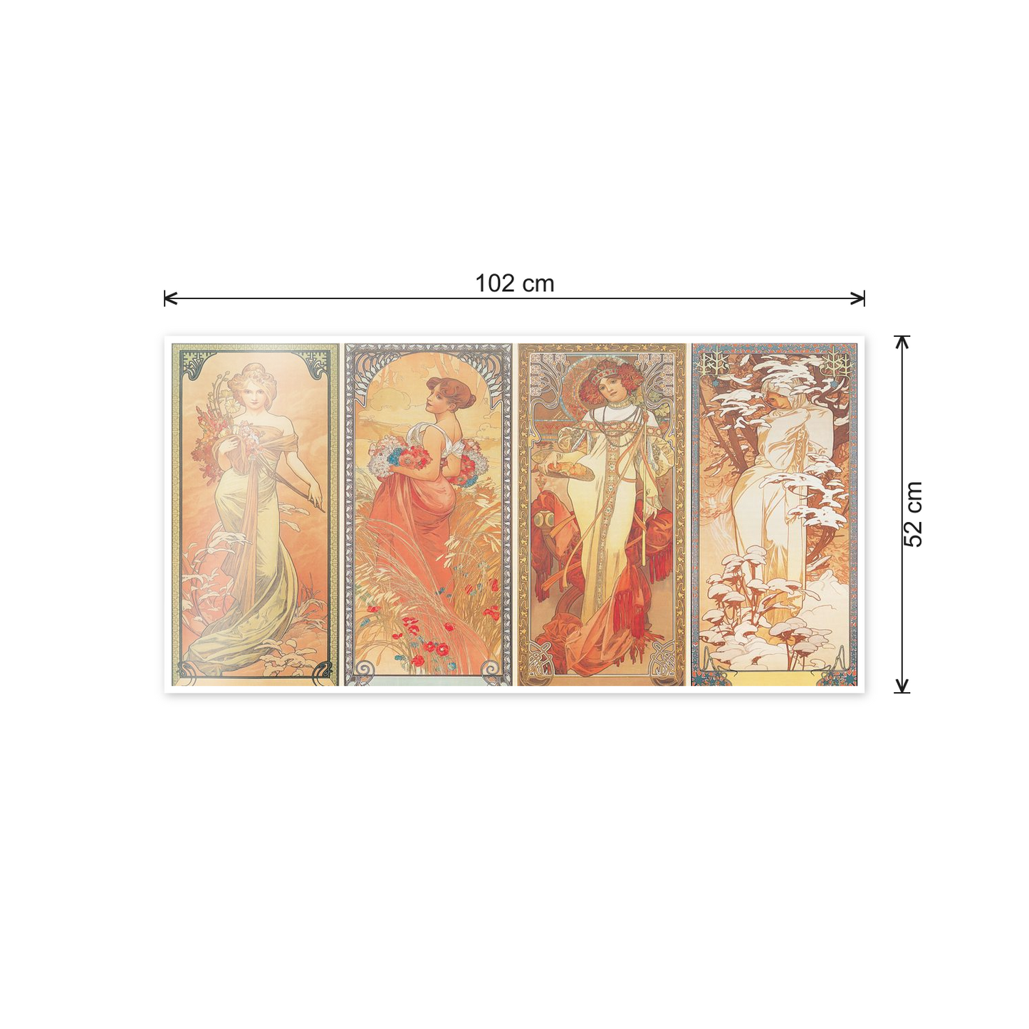Homage to Mucha - Les saisons 1900 cm 100x50 - misure