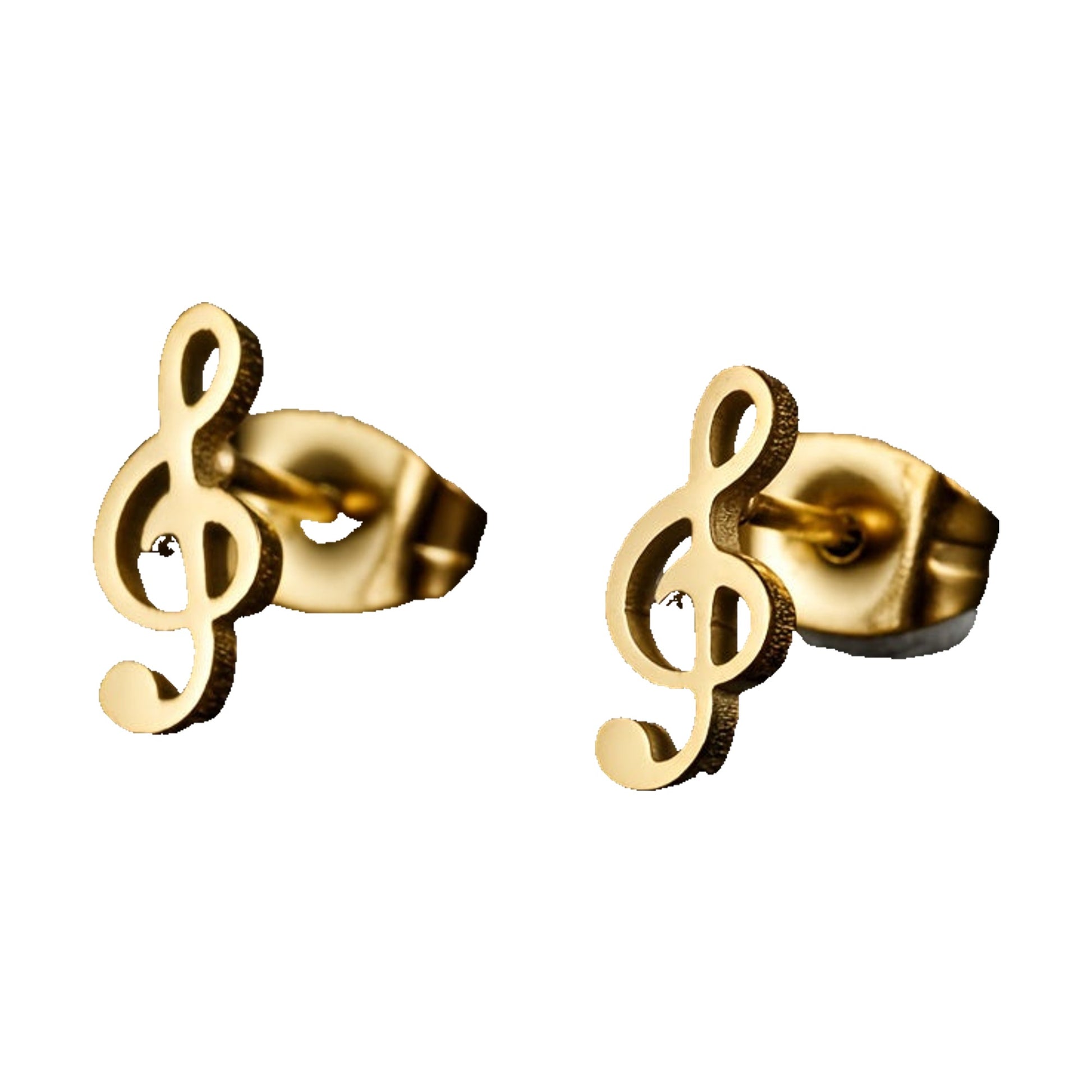 Orecchini mini musicali in acciaio inossidabile - Oro