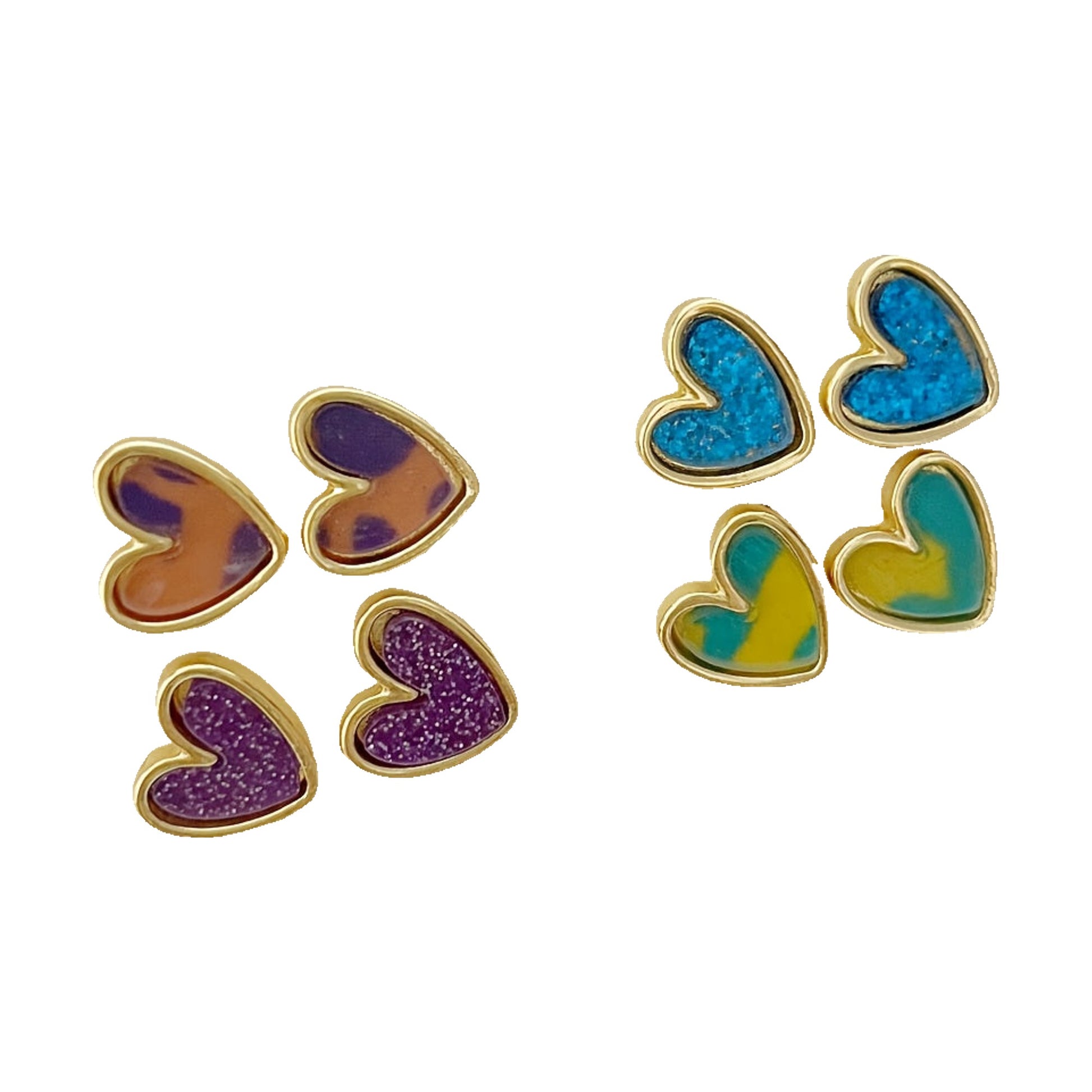 Orecchini Cuore Glitter - Colorato