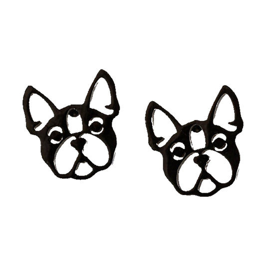Orecchini Bulldog in acciaio e smalto