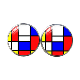 Orecchini Mondrian in acciaio inossidabile e smalto