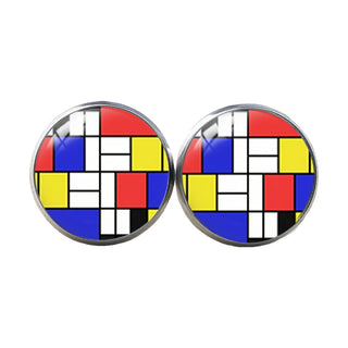 Orecchini Piet Mondrian in acciaio inossidabile e smalto