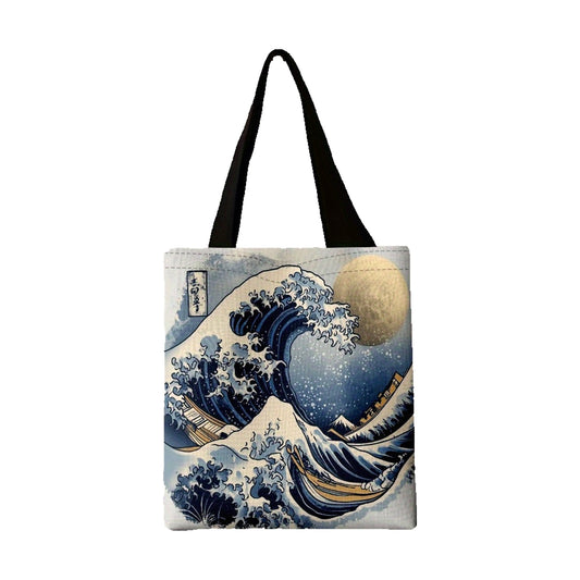 Borsa tote Onda Hokusai in poliestere - 40×35 cm