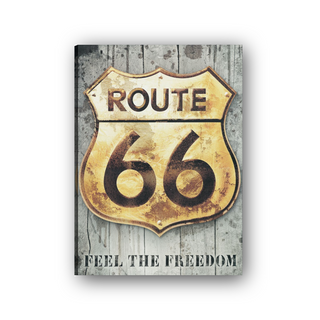 Route 66 Golden Sign - cm 50x70 - Tela Canvas