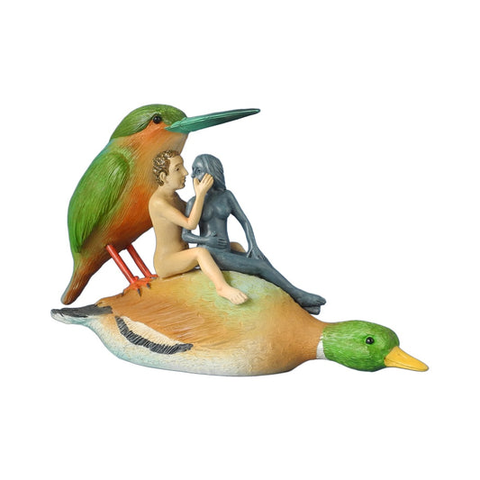 Hierenymus Bosch - Coppia su anatra - Scultura 3D Marmo resina