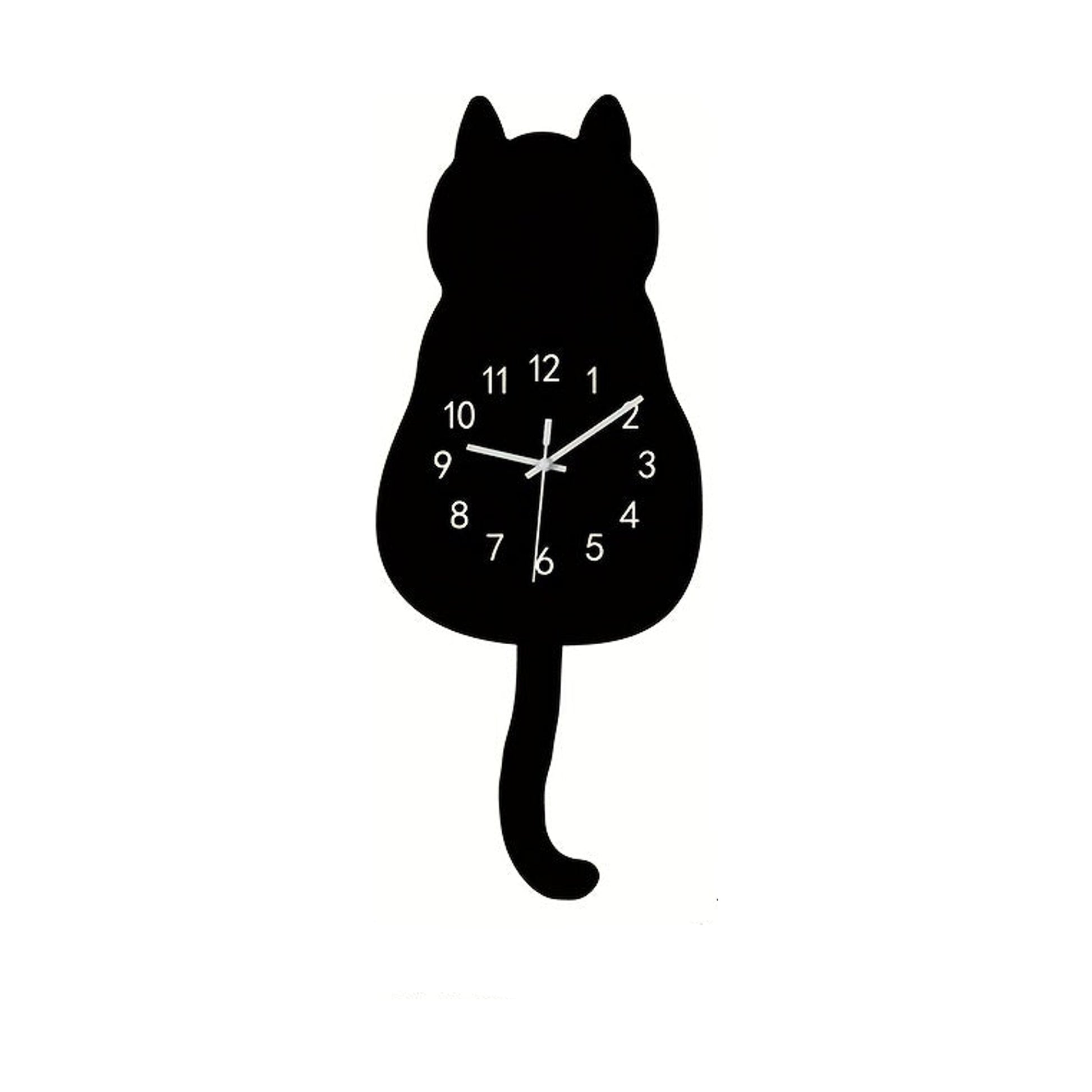 Orologio con stampa artistica di gatto nero 17x43 cm