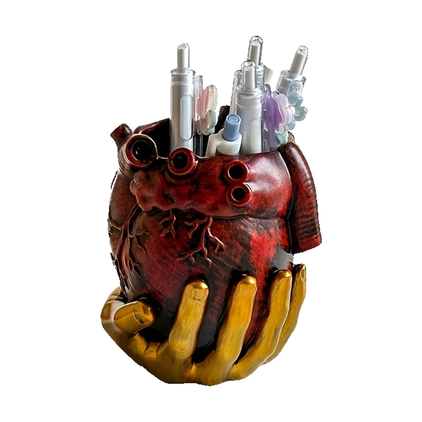 Porta penne cuore in mano 12x9 cm