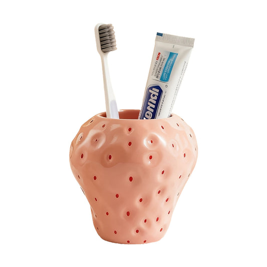 Portaspazzolino con stampa artistica - H7bZC Fragola Rosa in Piedi