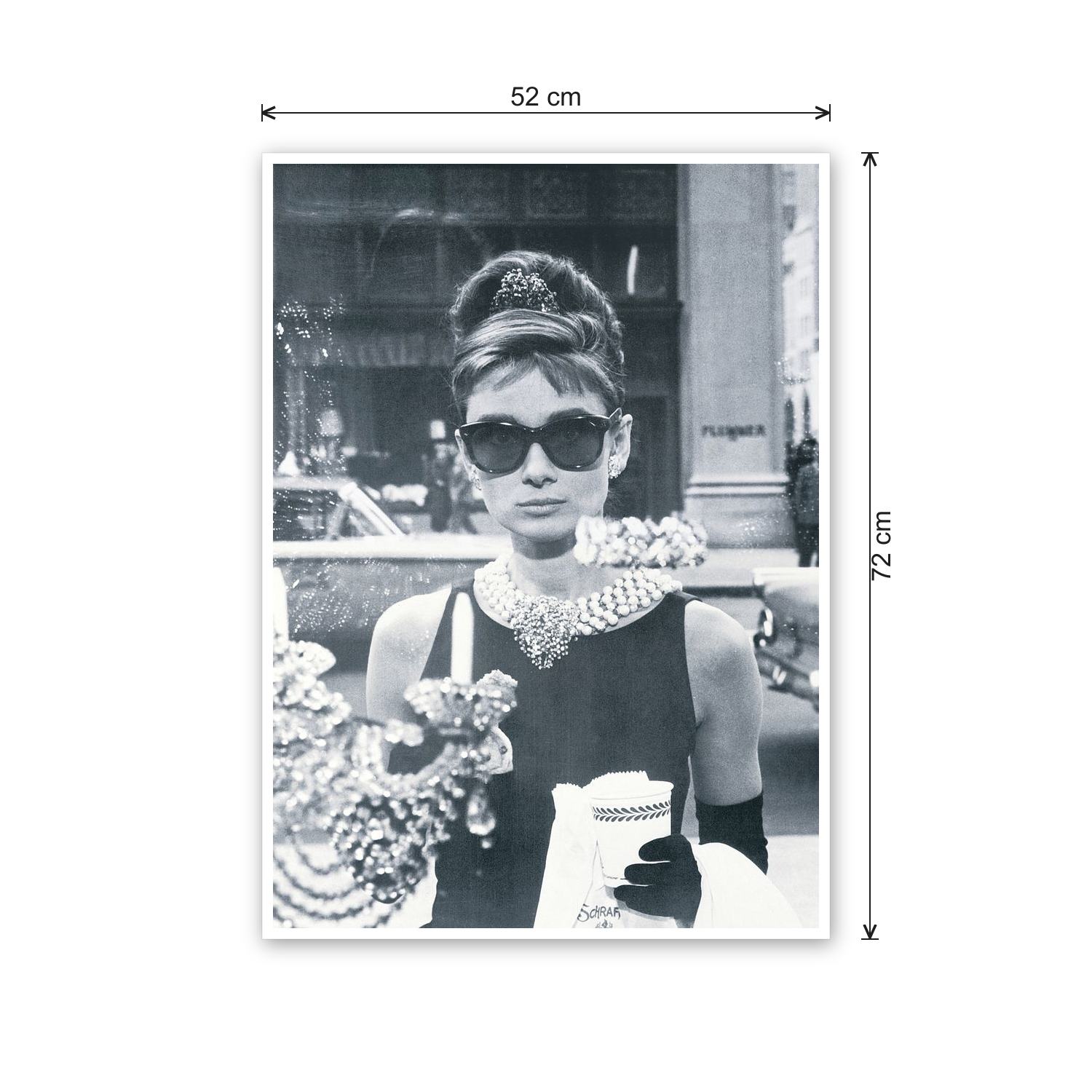 Homage to Audrey - Colazione da Tiffany cm 50x70 - misure