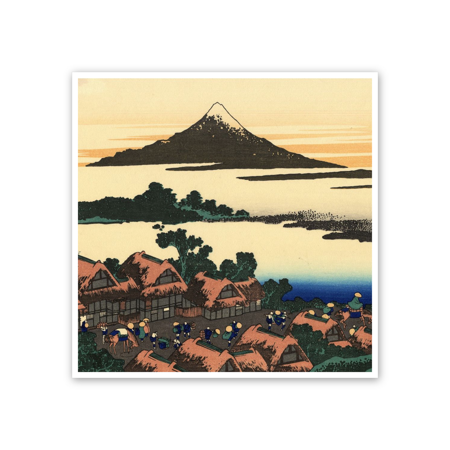 Homage to Hokusai - Dawn at Isawa in the Kai province cm 50x50