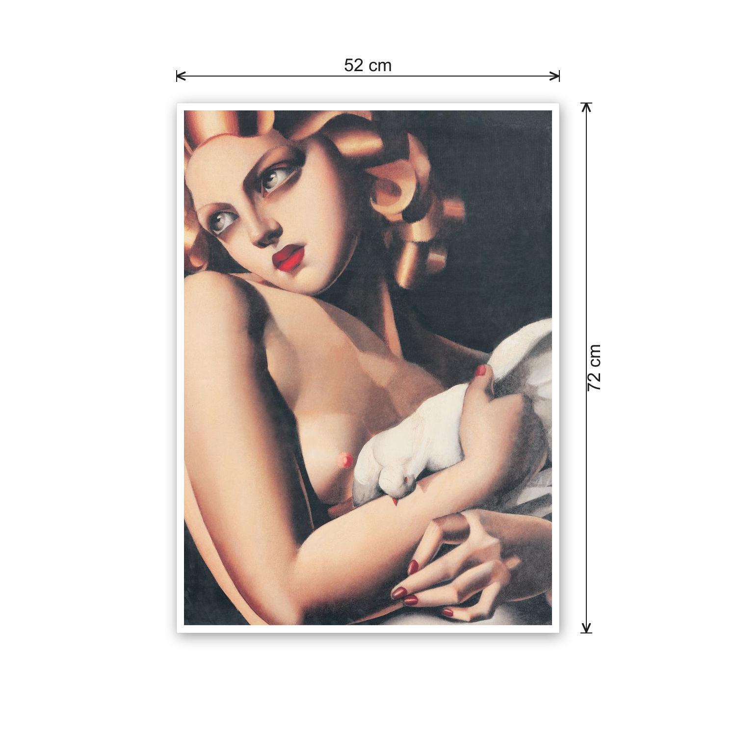 Homage to De Lempicka - Woman with Dove cm 50x70 - misure