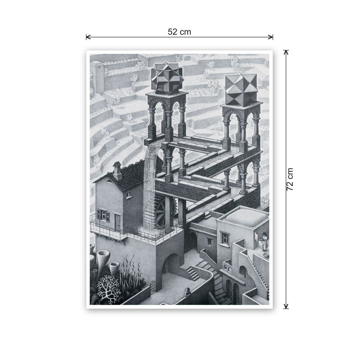 Homage to Escher - Waterfall,1961 cm 50x70 - misure