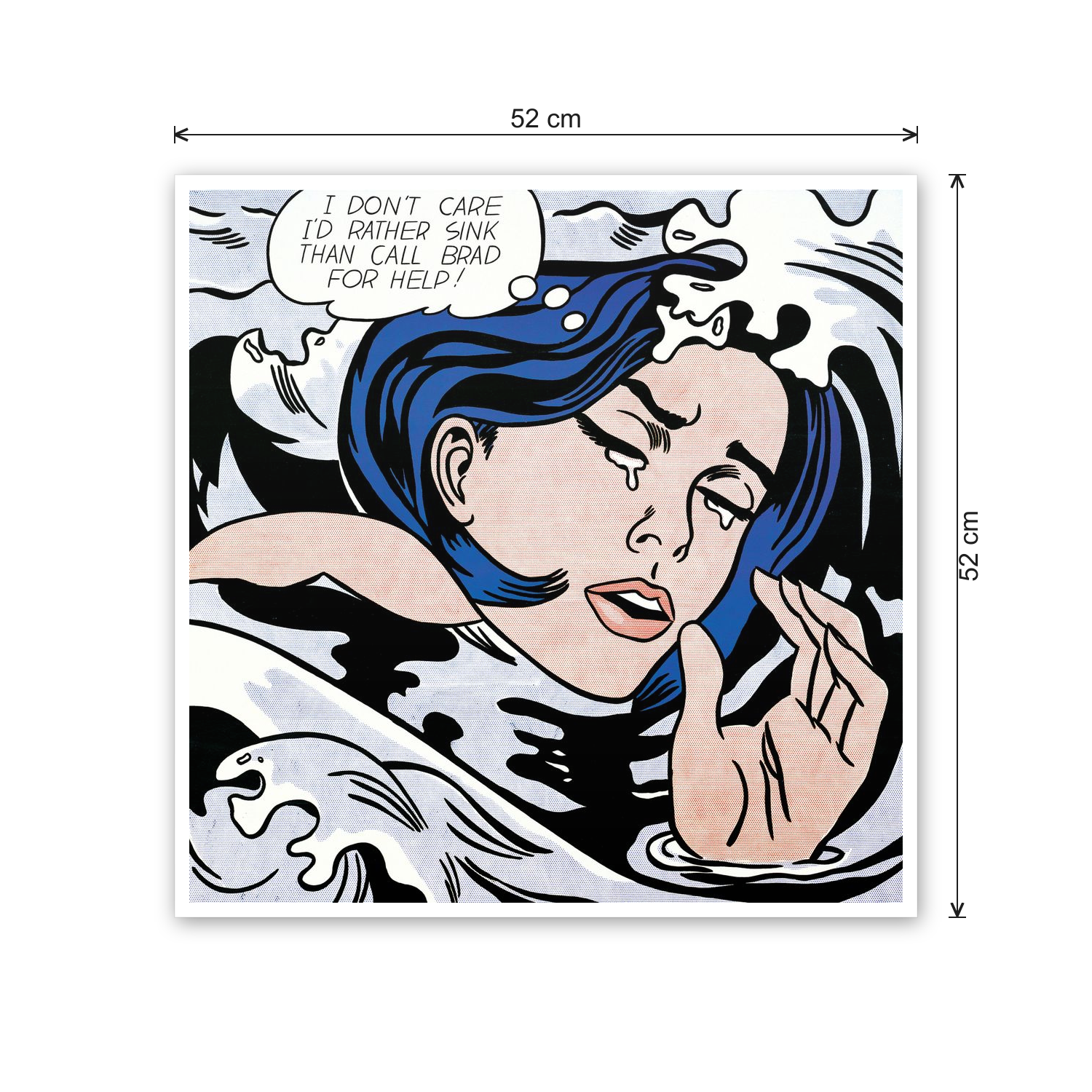 Homage to Lichtenstein - Drowning Girl cm 50x50 - misure