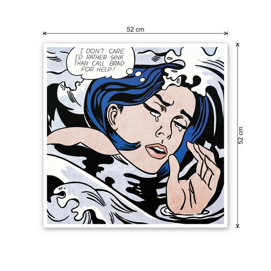 Homage to Lichtenstein - Drowning Girl cm 50x50 - misure
