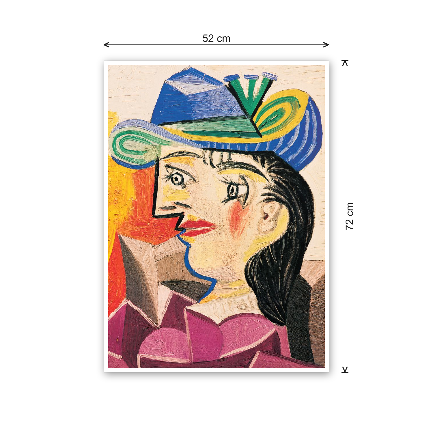 Homage to Picasso - Woman With A Blue Hat cm 50x70 - misure