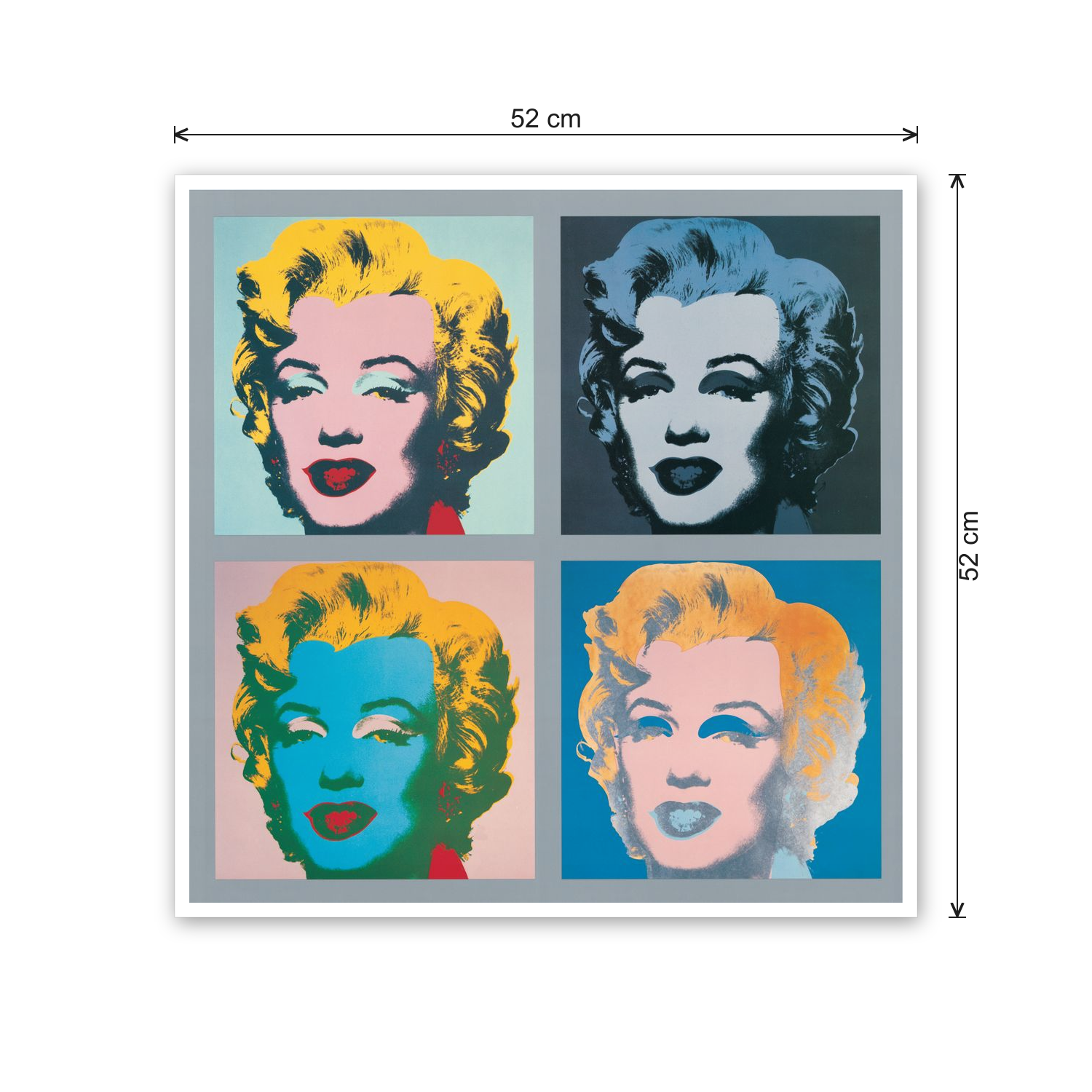 Homage to Warhol - Marilyns 1967 cm 50x50 - misure