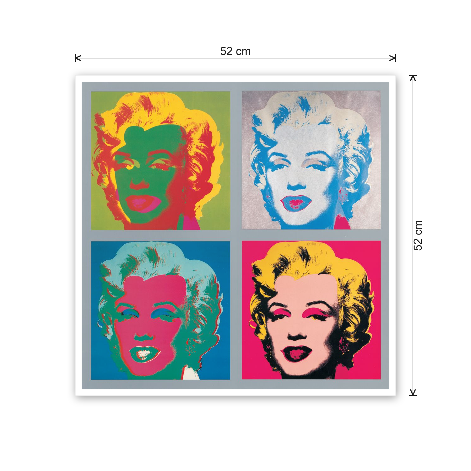 Homage to Warhol - Marilyns 1967 cm 50x50 - misure