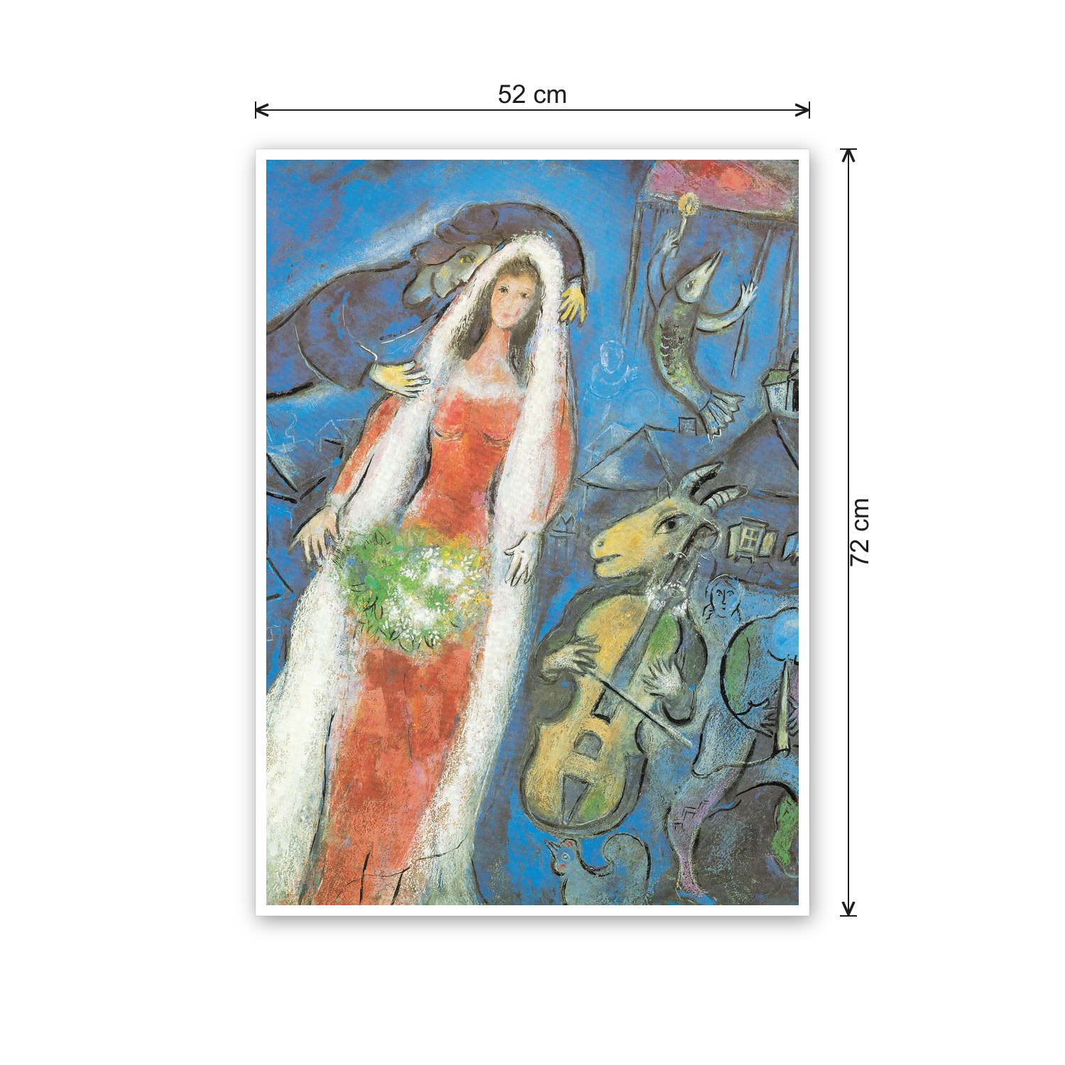 Homage to Chagall - La Mariee,1950 cm 50x70 - misure