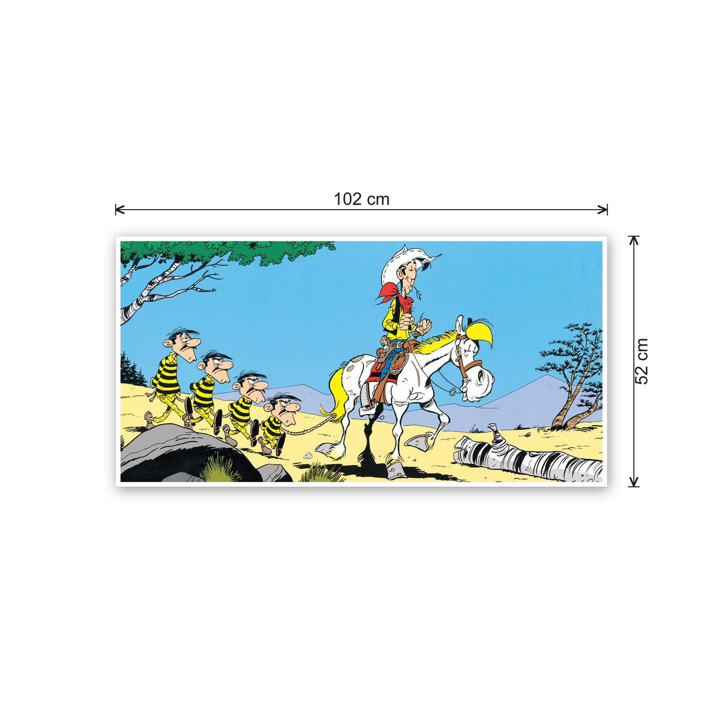 Homage to Lucky Luke e Les Daltons cm 100x50 - misure