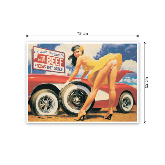Pin up yellow rose cm 70x50 - misure