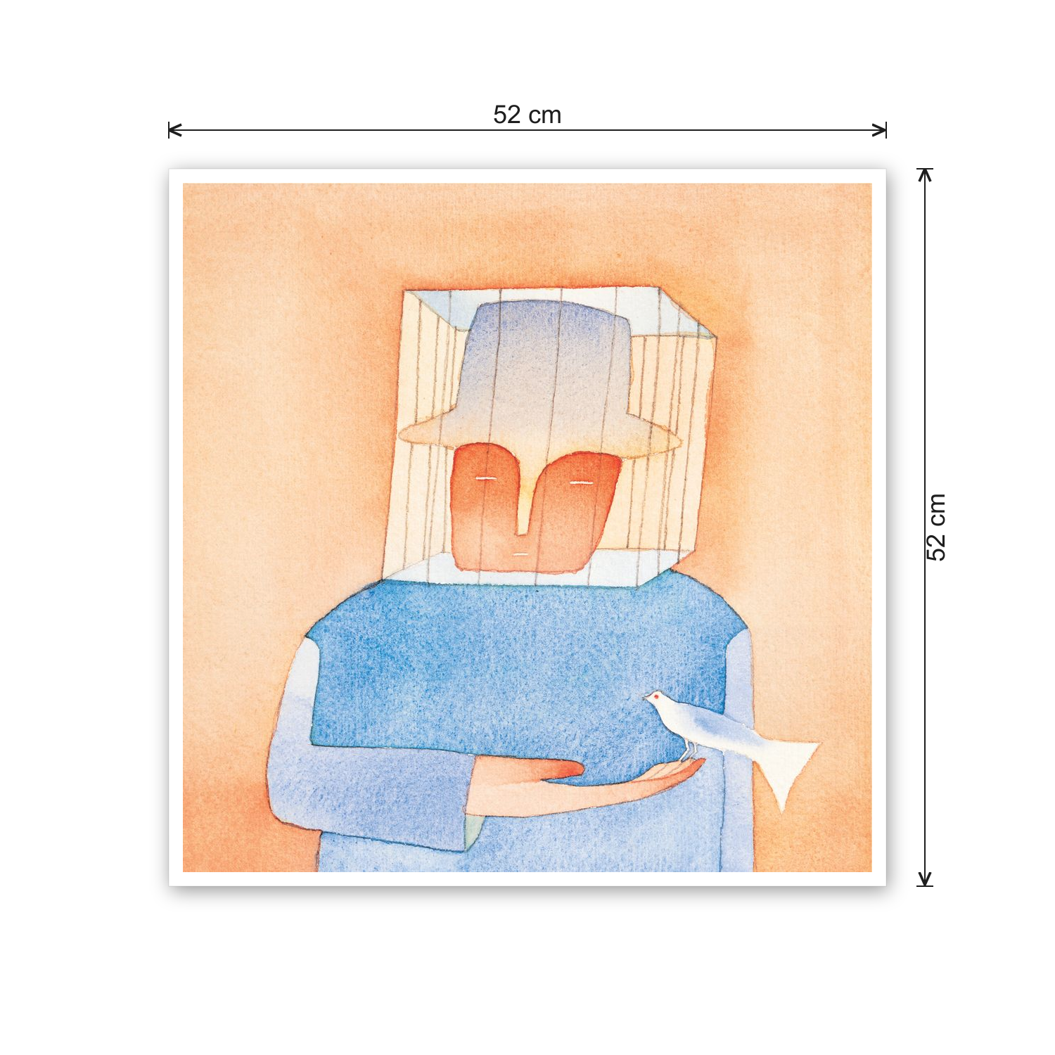Homage to Folon - Oui La Libertè cm 50x50 - misure
