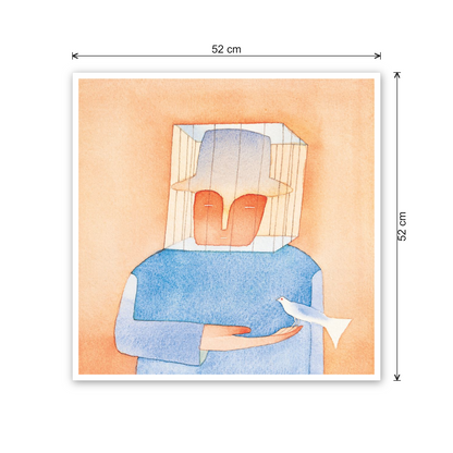 Homage to Folon - Oui La Libertè cm 50x50 - misure