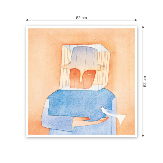 Homage to Folon - Oui La Libertè cm 50x50 - misure