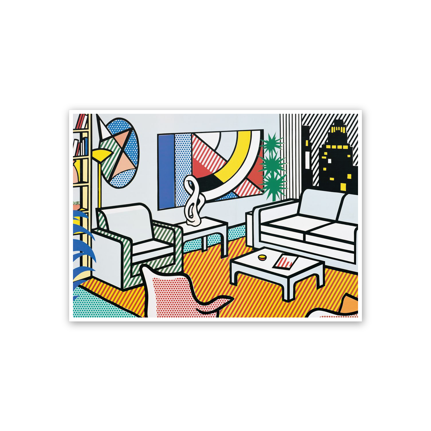 Homage to Lichtenstein - Interior With Skyline Collage For Painting cm 70x50