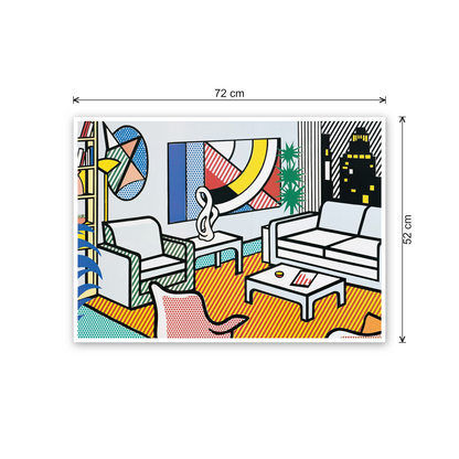 Homage to Lichtenstein - Interior With Skyline Collage For Painting cm 70x50 - misure