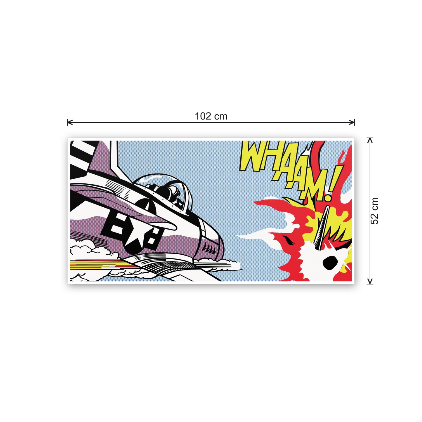 Homage to Lichtenstein - Whaam! 1963 cm 100x50 - misure