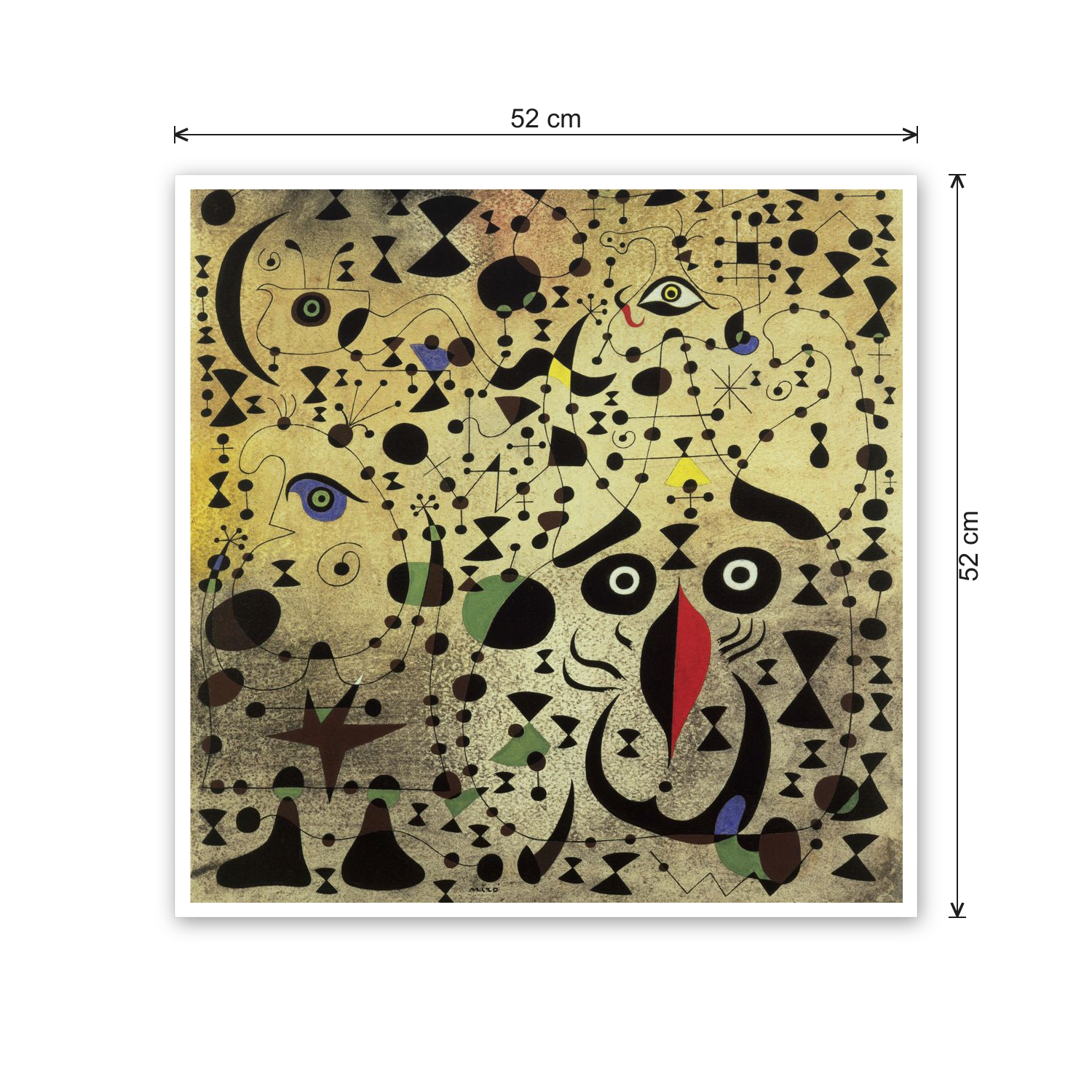 Homage to Mirò - The Beautiful Bird? cm 50x50 - misure
