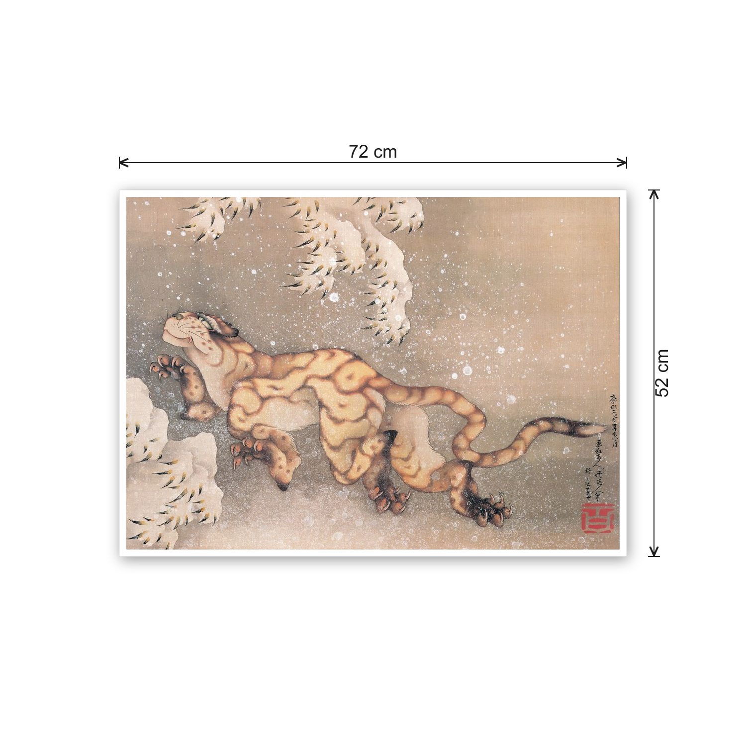 Homage to Hokusai - Older Tiger In The Snow cm 70x50 - misure