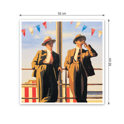 Homage to Vettriano - Seaside Sharks cm 50x50 - misure