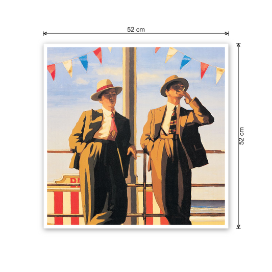 Homage to Vettriano - Seaside Sharks cm 50x50 - misure