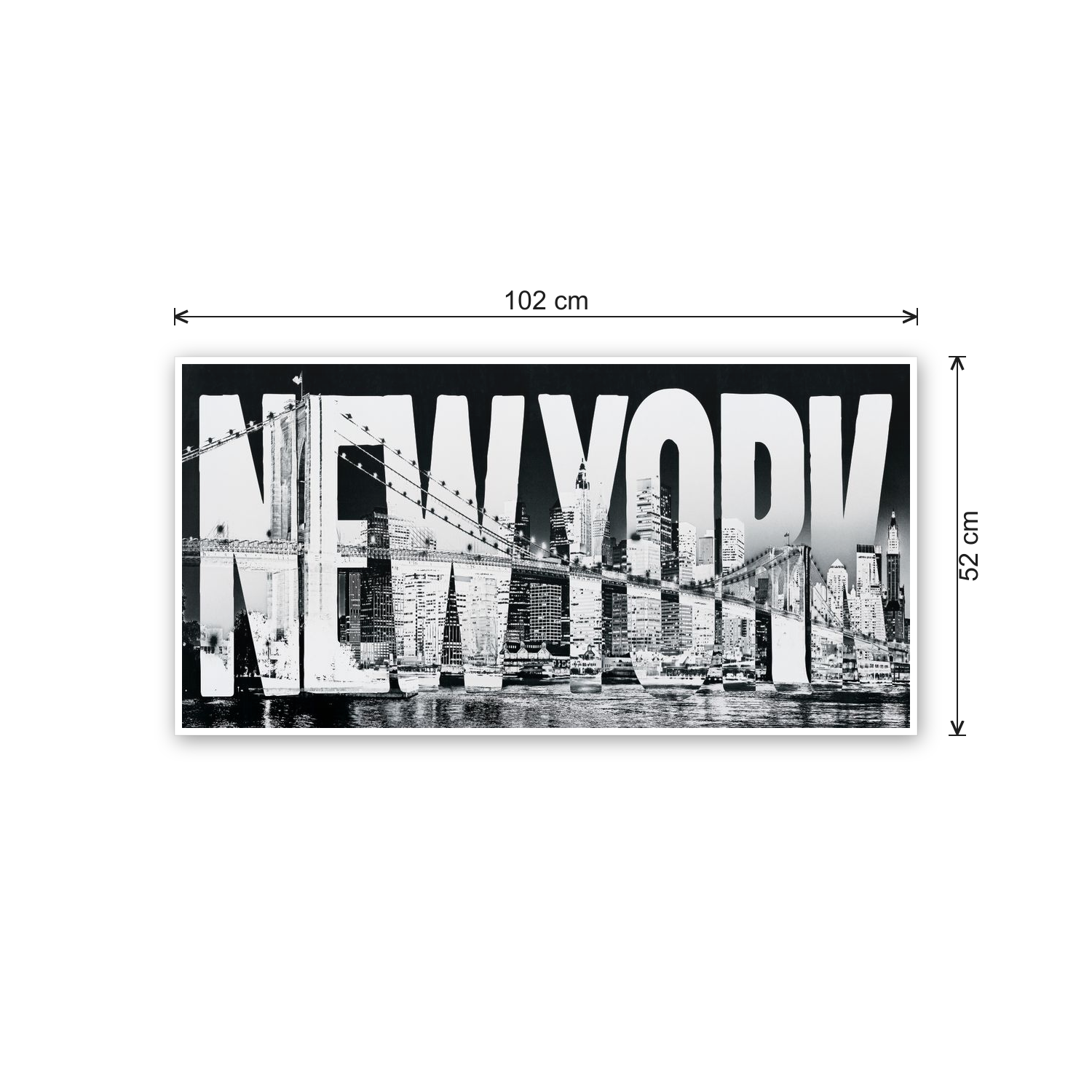 New York typeface cm 100x50 - misure