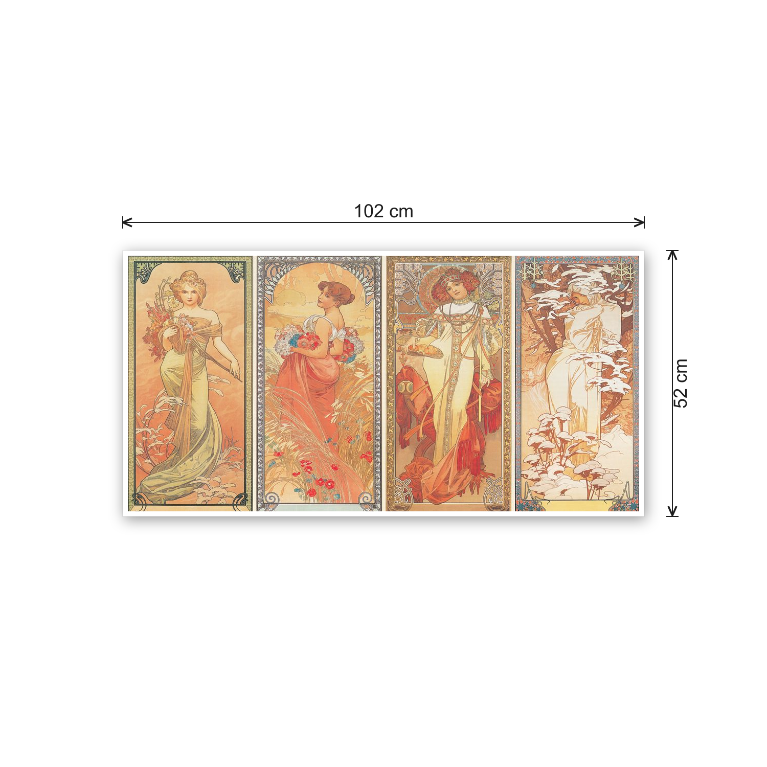 Homage to Mucha - Les saisons 1900 cm 100x50 - misure
