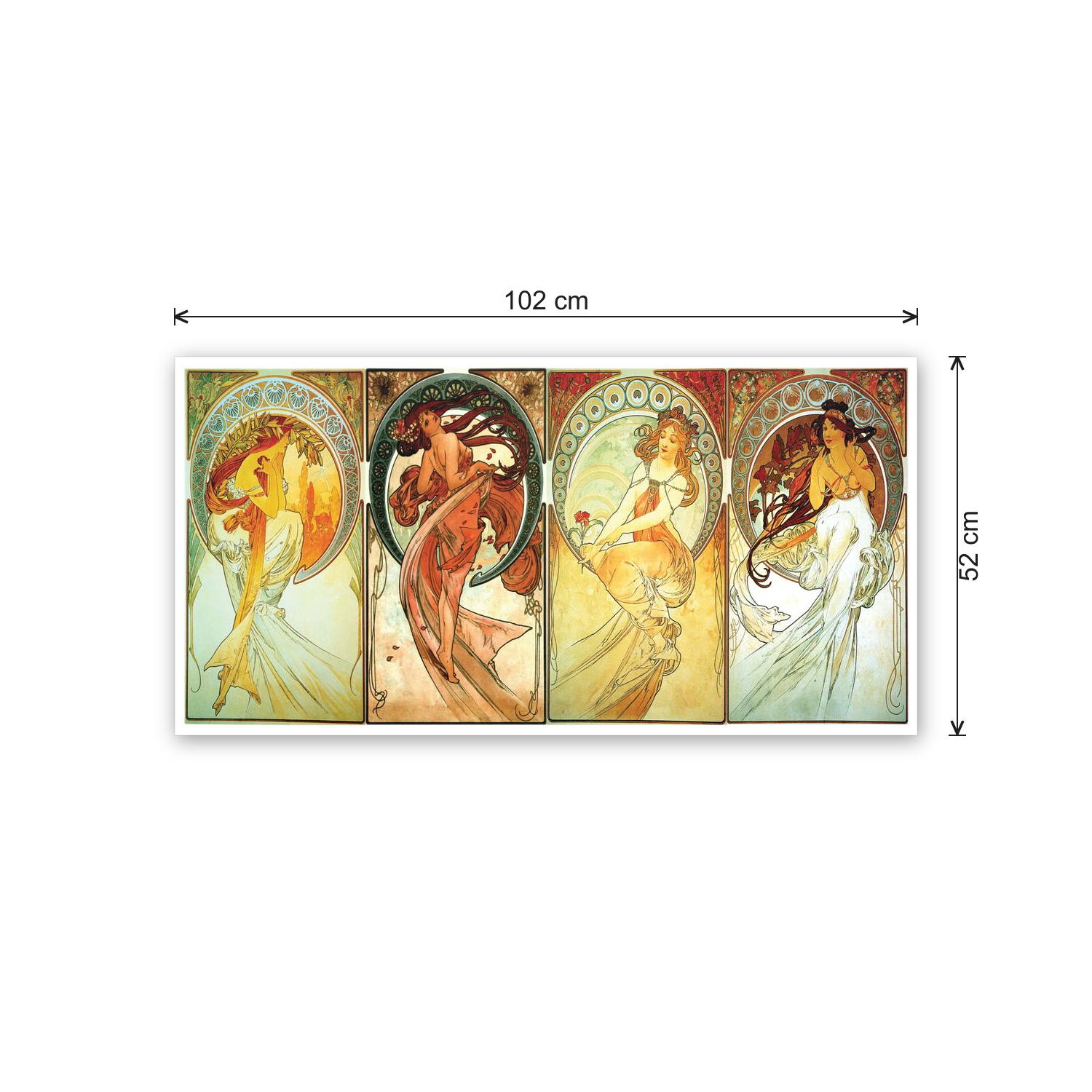 Homage to Mucha - Poetry, dance, painting, music cm 100x50 - misure
