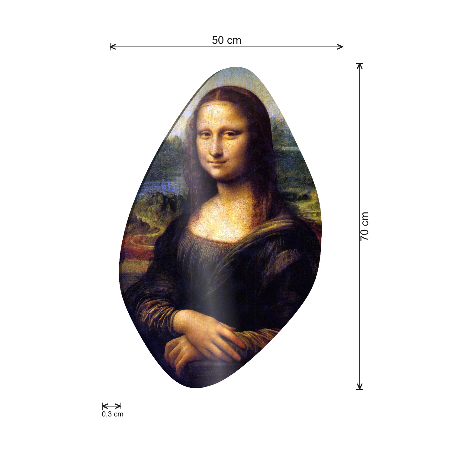 Mona Lisa - Gioconda cm 50x70 - misure