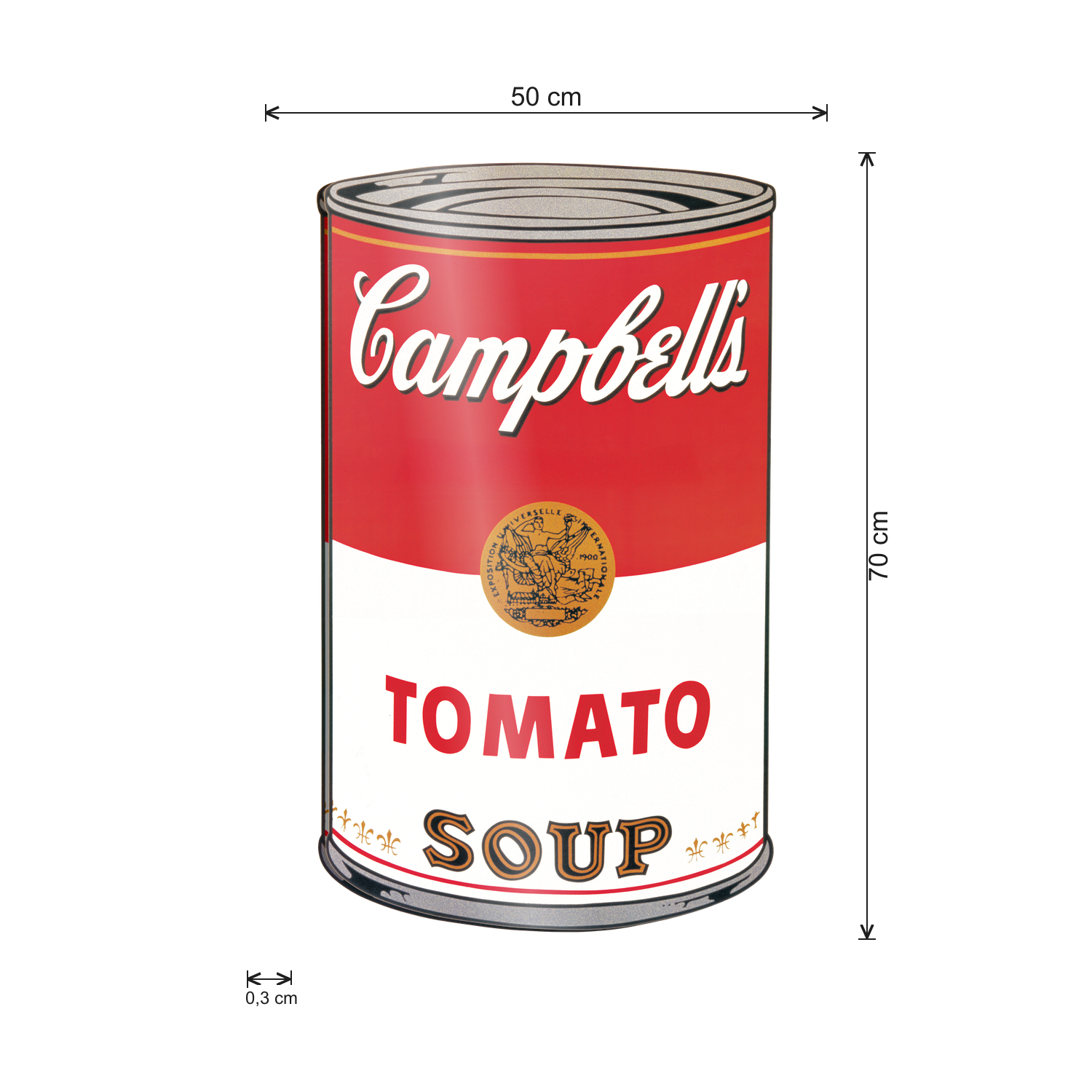 Campbell's Soup Rosso e Bianco cm 50x70 - misure