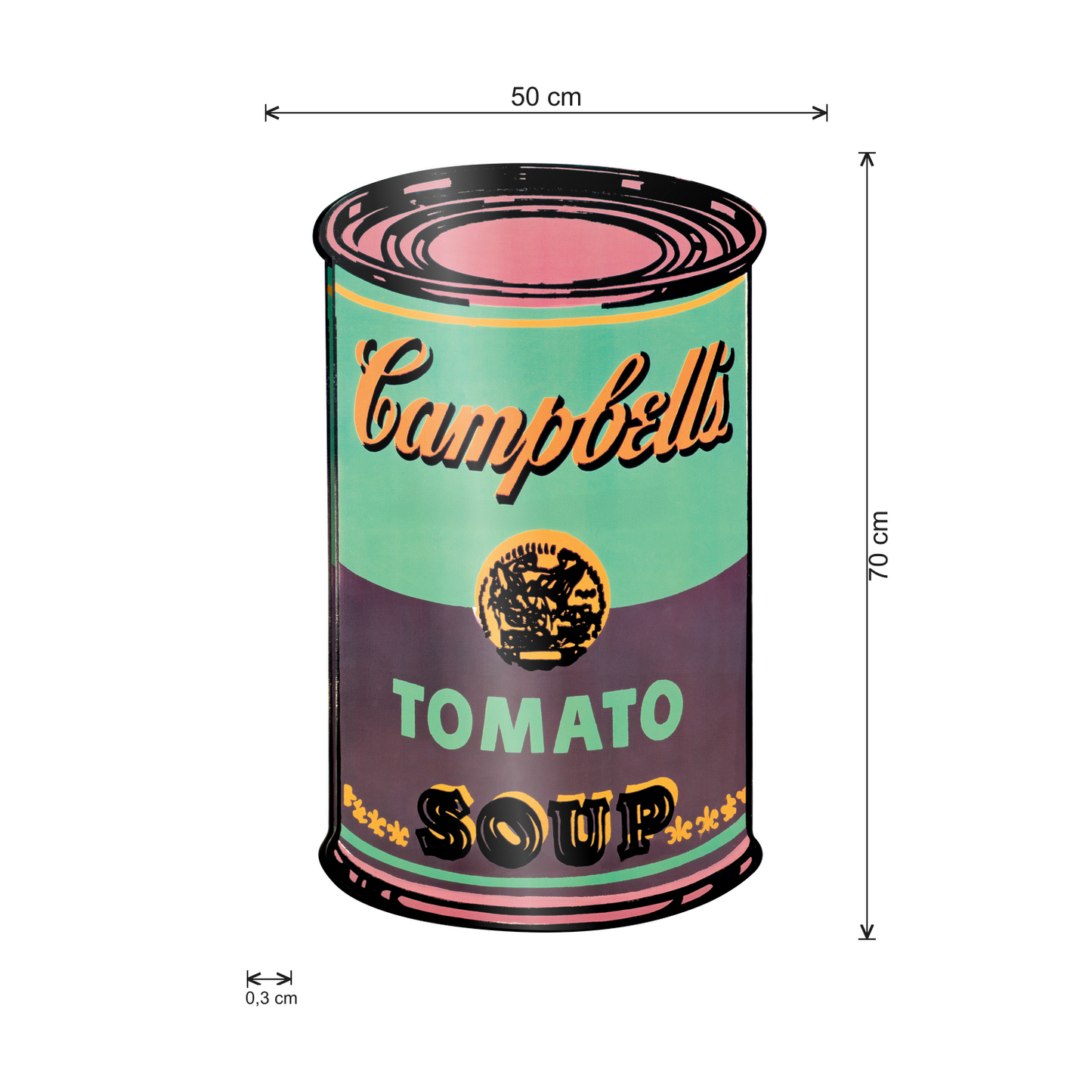 Campbell's Soup Verde e Viola cm 50x70 - misure