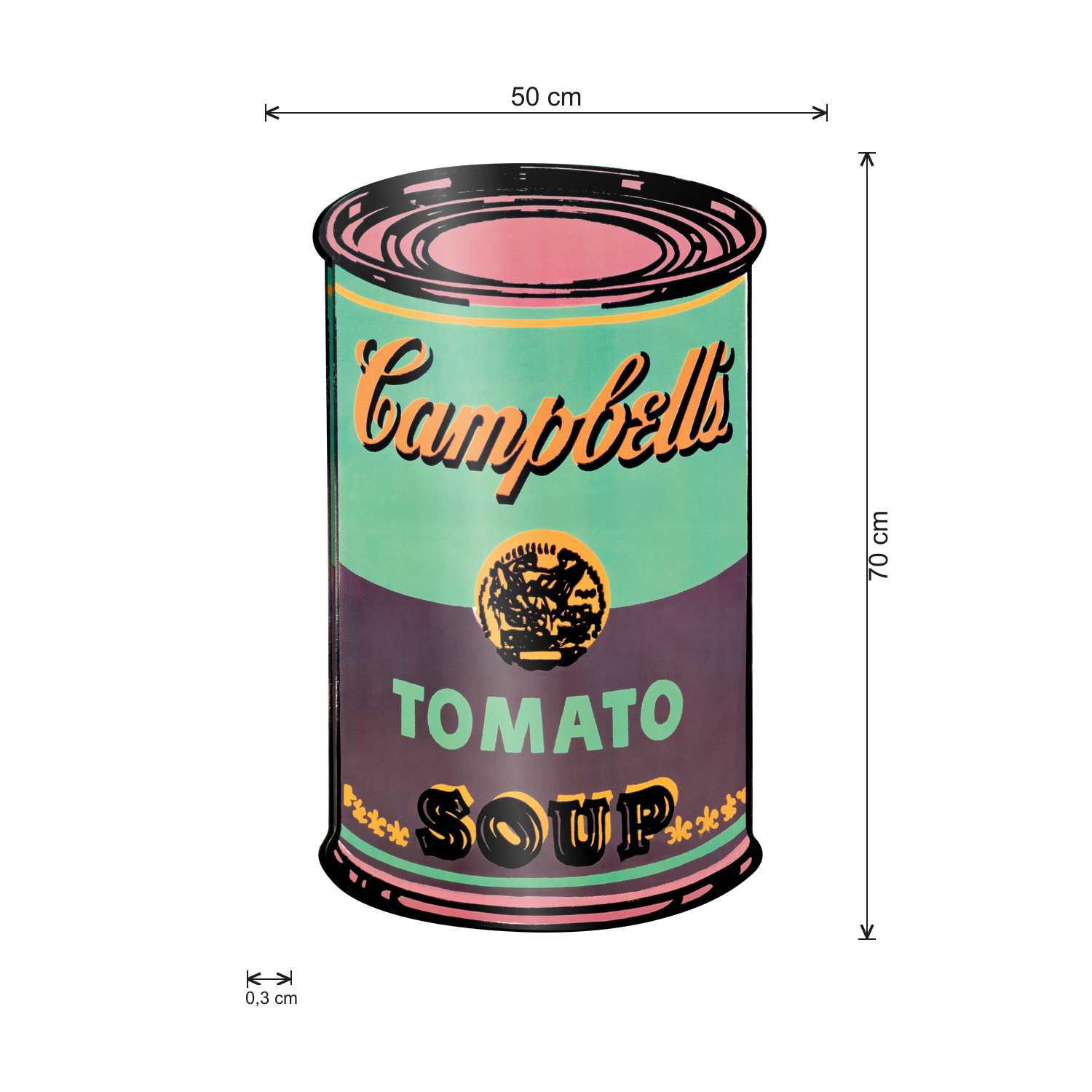 Campbell's Soup Verde e Viola cm 50x70 - misure