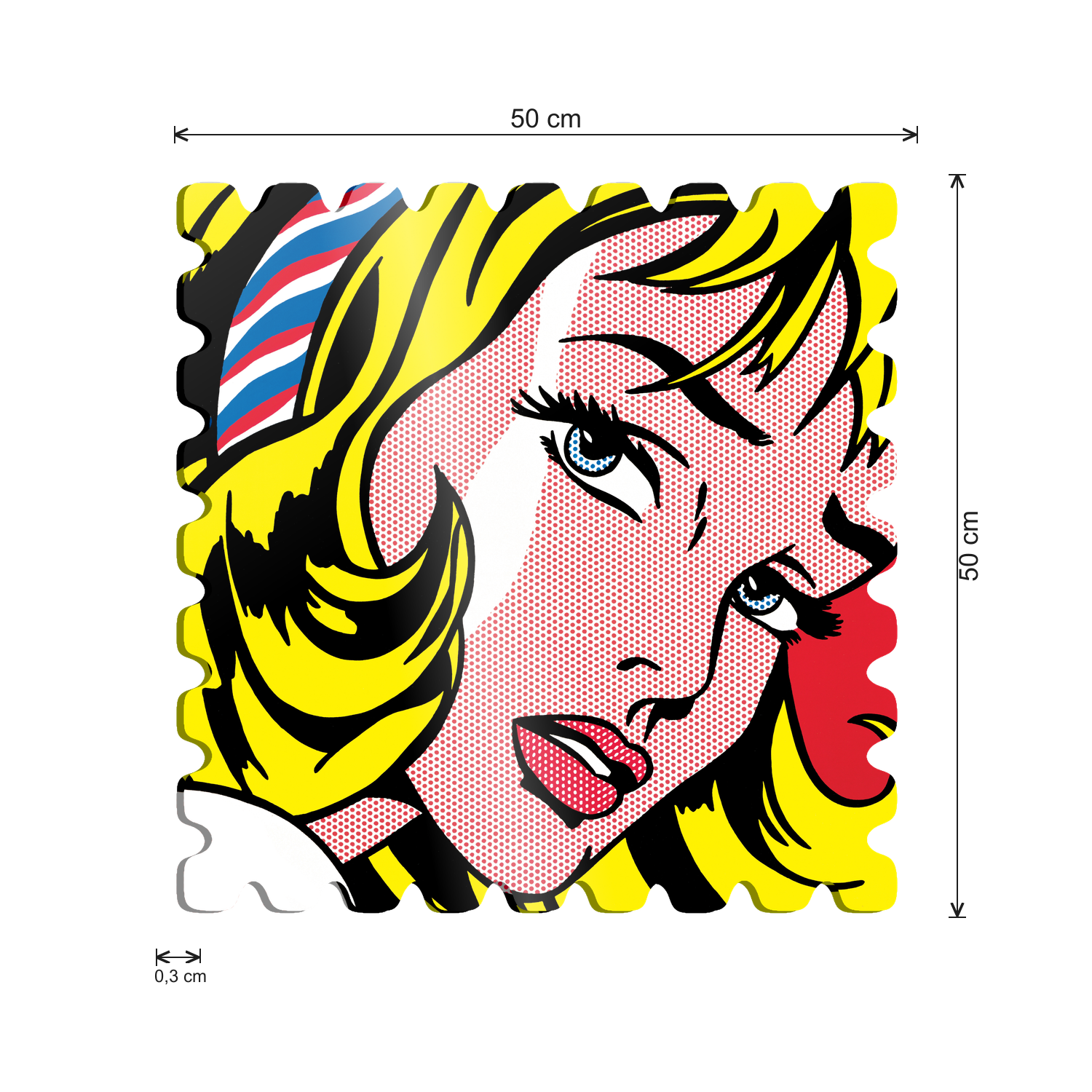 Ragazza con nastro nei Capelli cm 50x50 - misure