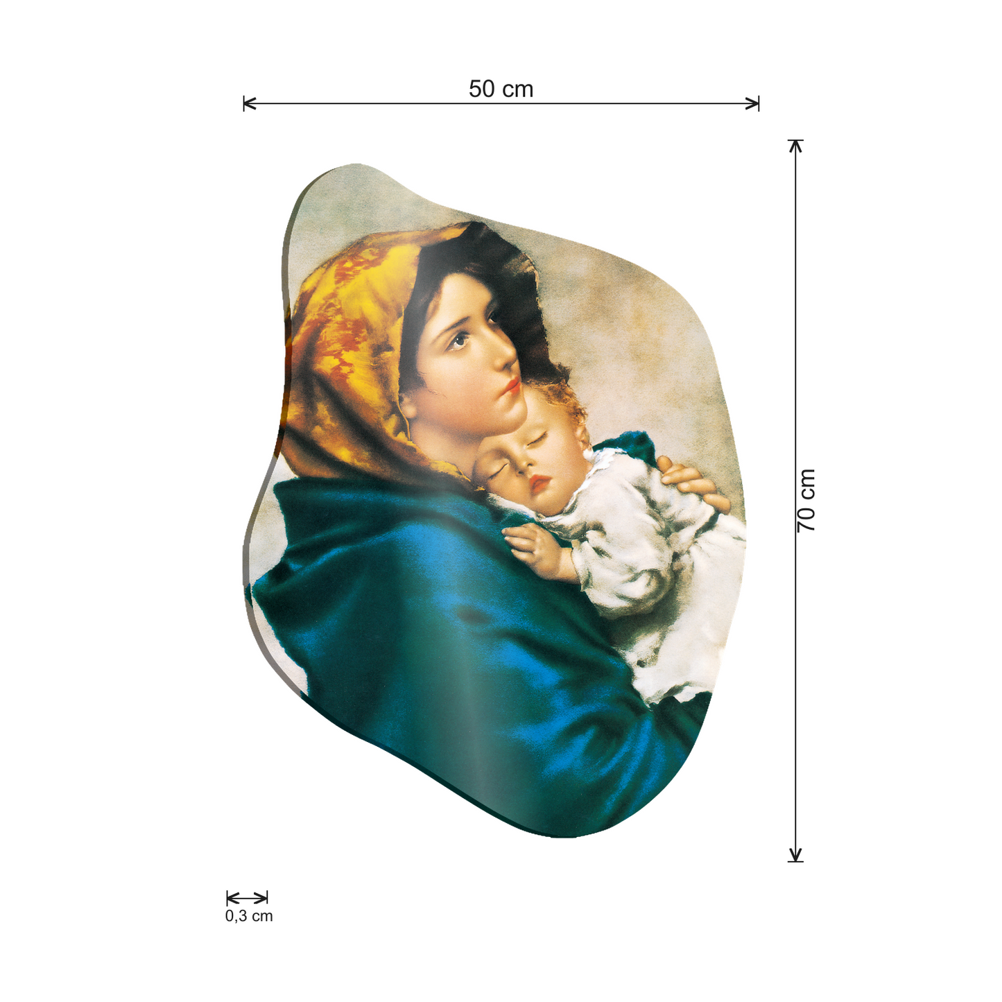 Madonna con bambino cm 50x70 - misure