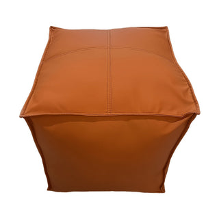 Pouf Marocchino in Pelle - Arancione 38×38×38 cm