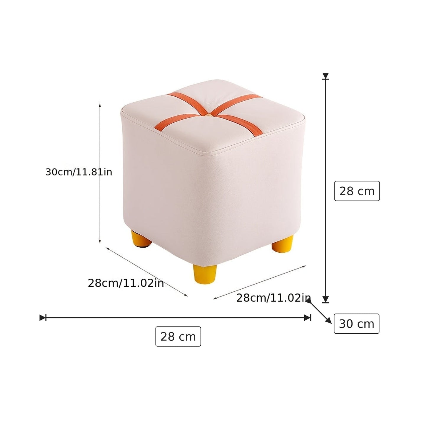 Pouf Cubo Imbottito - Bianco 28×28×30 cm