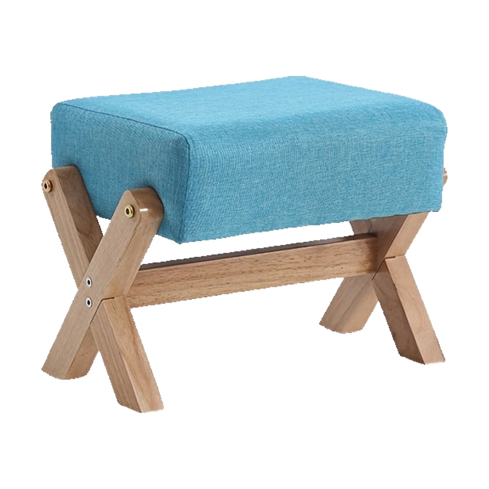 Panchetto in Legno Massello - Blu + Legno 32×26×27 cm