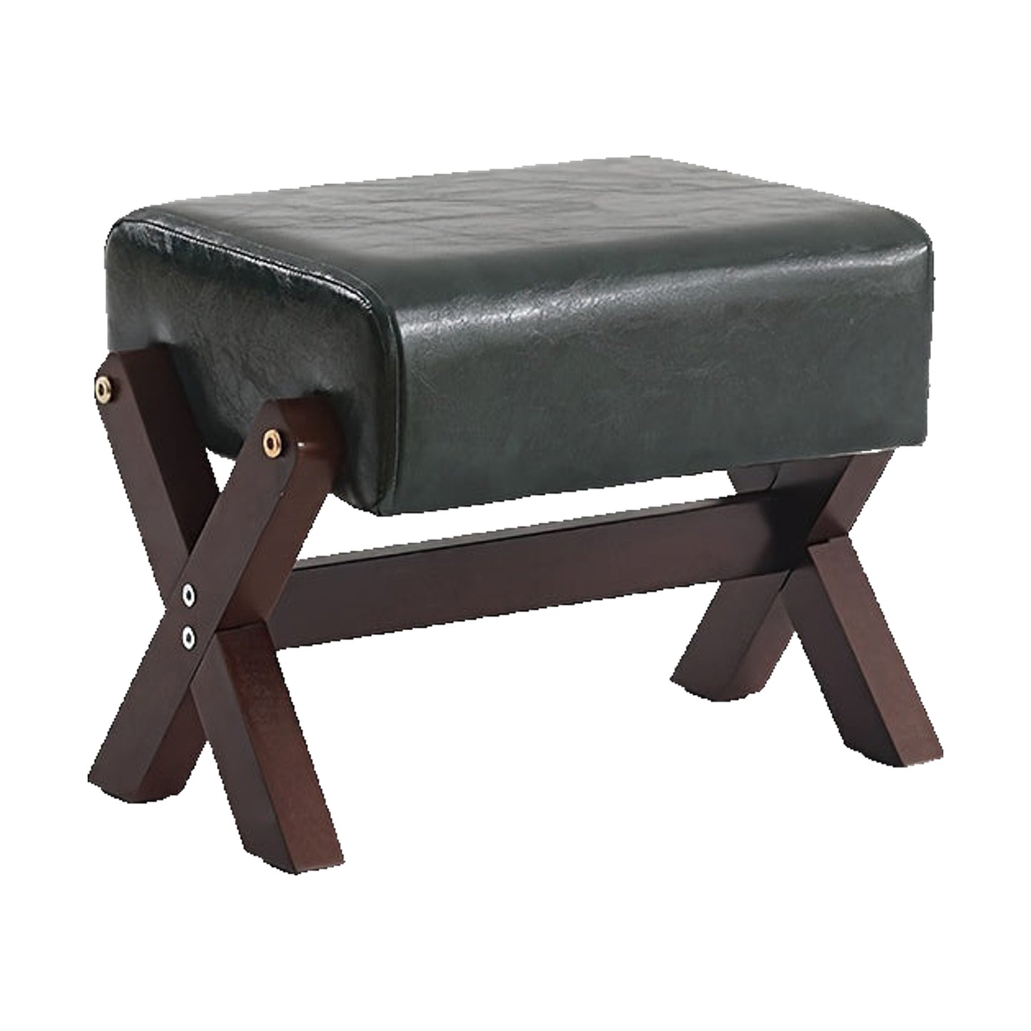 Panchetto in Legno Massello - Verde Scuro + Noce 32×26×27 cm