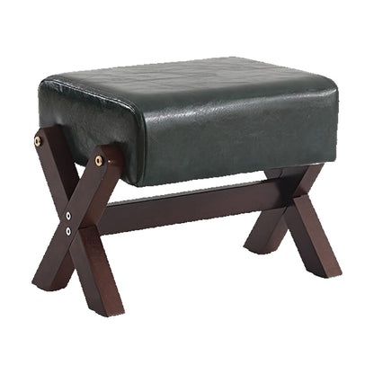 Panchetto in Legno Massello - Verde Scuro + Noce 32×26×27 cm