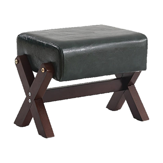 Panchetto in Legno Massello - Verde Scuro + Noce 32×26×27 cm