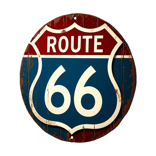 Insegna Rotonda Vintage - Route 66 - 20x20 cm